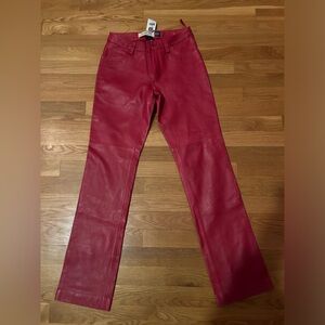 New w/defects GAP Vintage Circa 2000 Leather Bootcut Jeans - Bright Pink